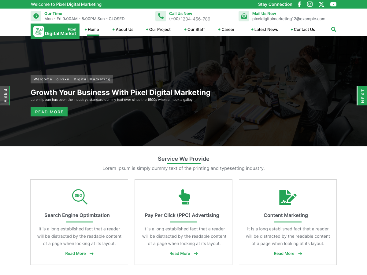 Pixel Digital Marketing theme screenshot