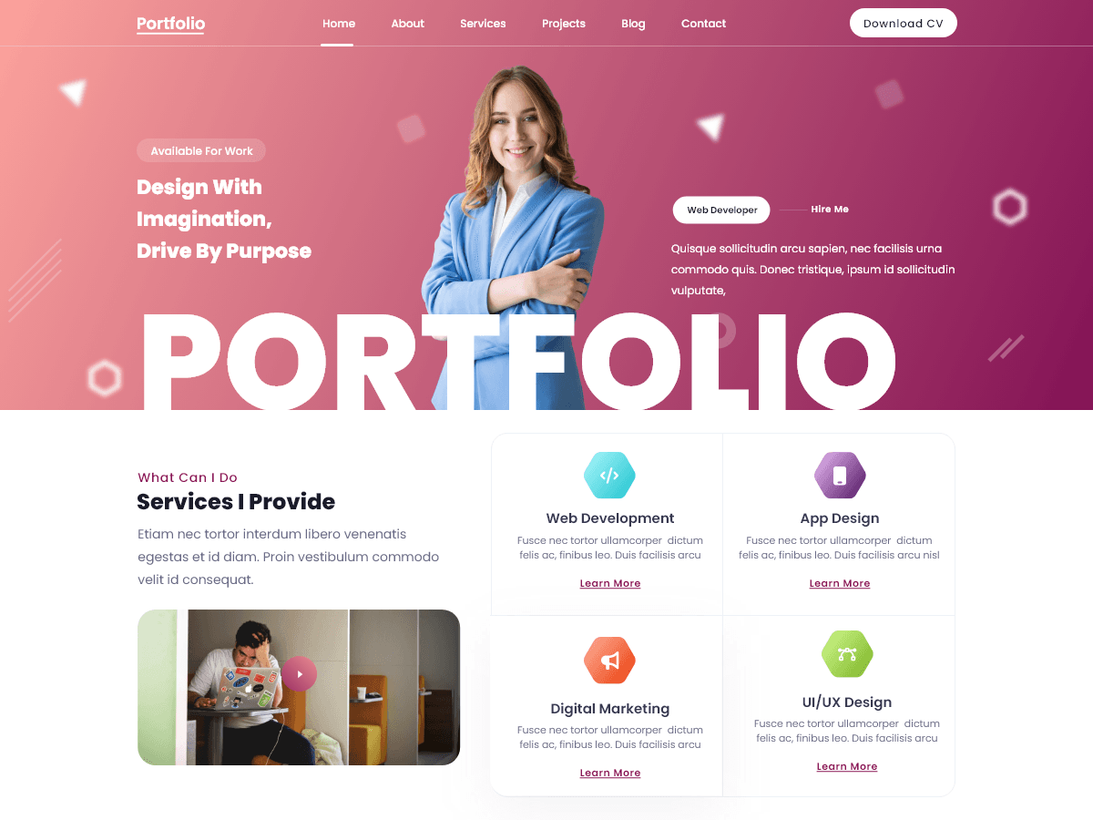 Pixel Personal Portfolio theme screenshot