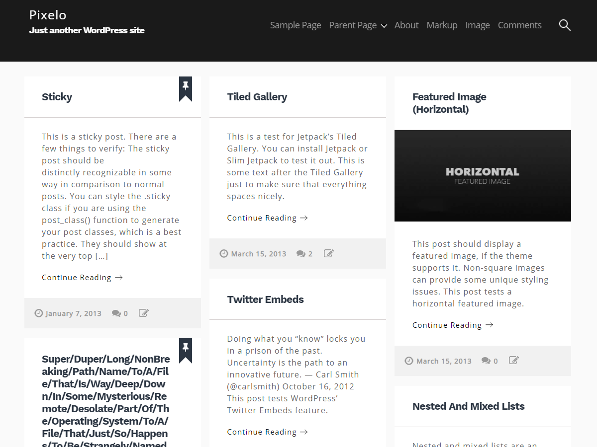 Pixelo theme screenshot