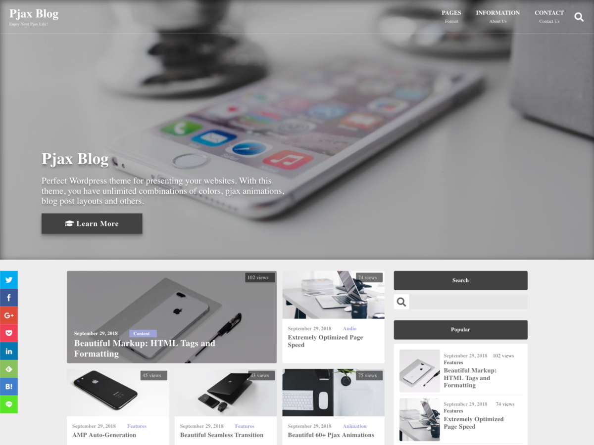 Pjax Blog theme screenshot