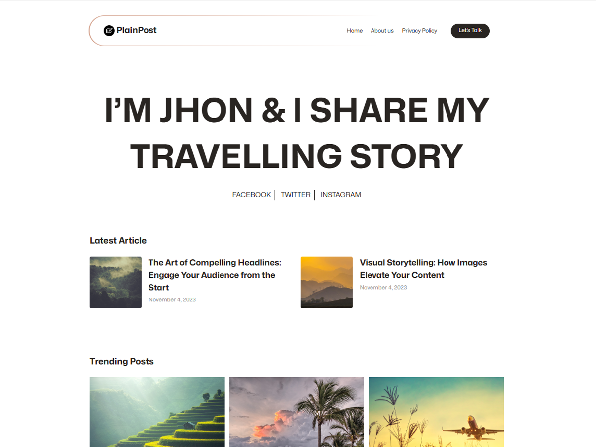 Plain Post theme screenshot