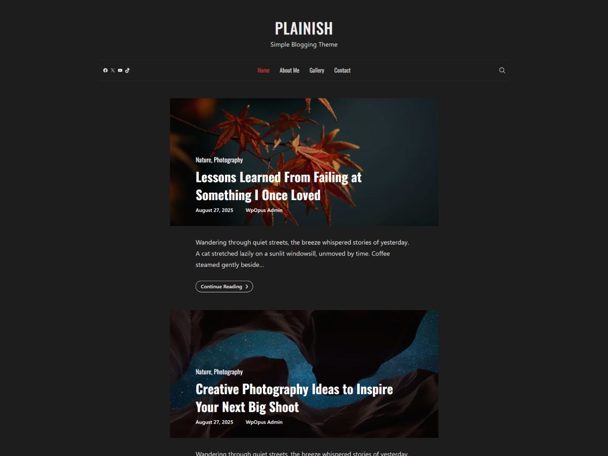 Plainish theme screenshot
