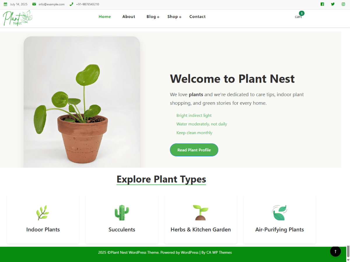 Plant Nest theme screenshot