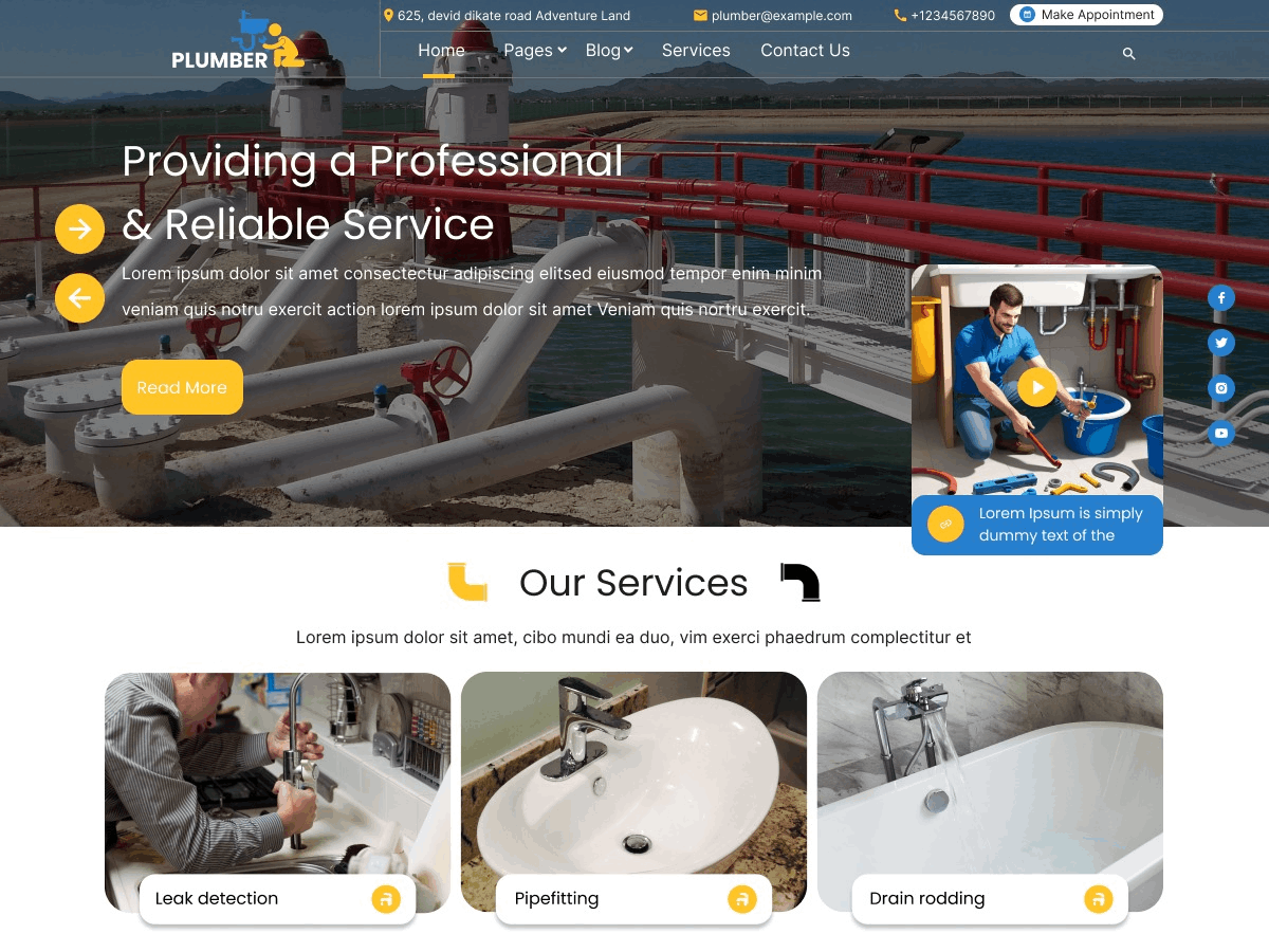 Plumber Workshop theme screenshot