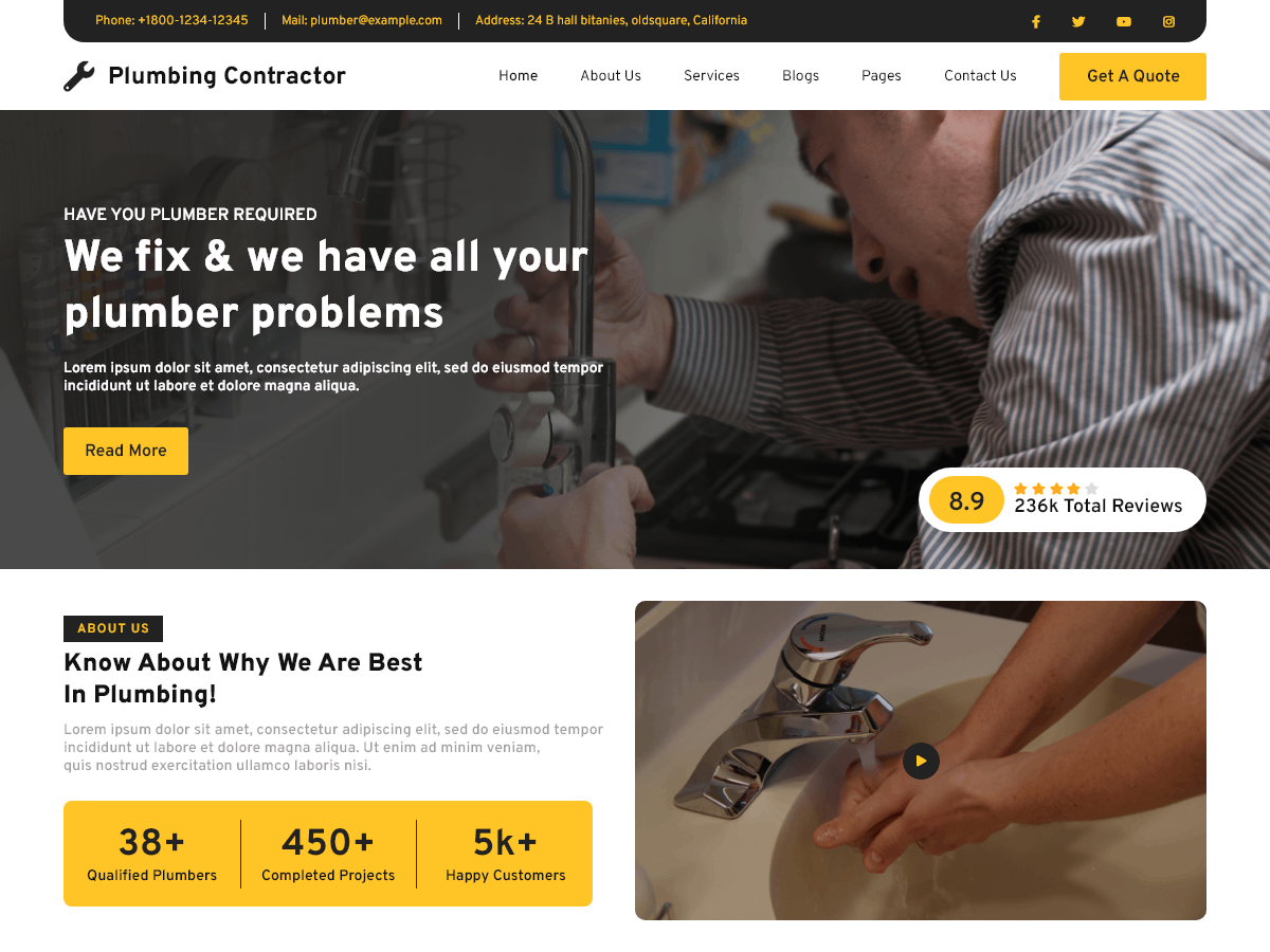 Plumbing Contractor theme screenshot