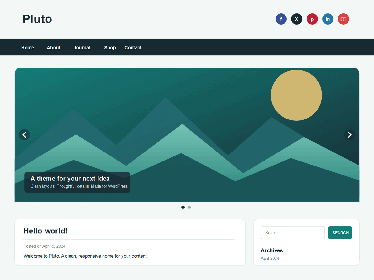 Pluto theme screenshot