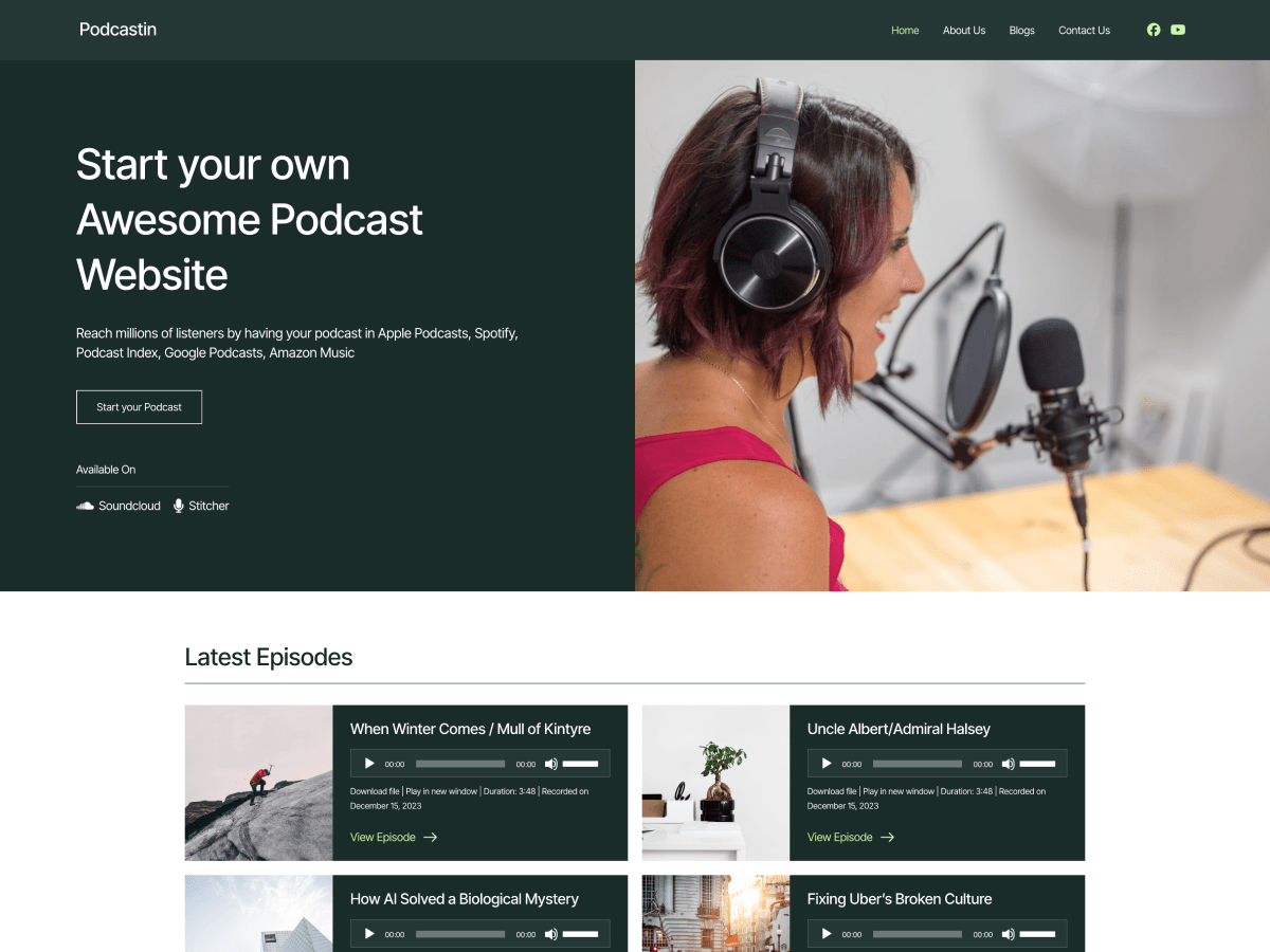 Podcastin theme screenshot