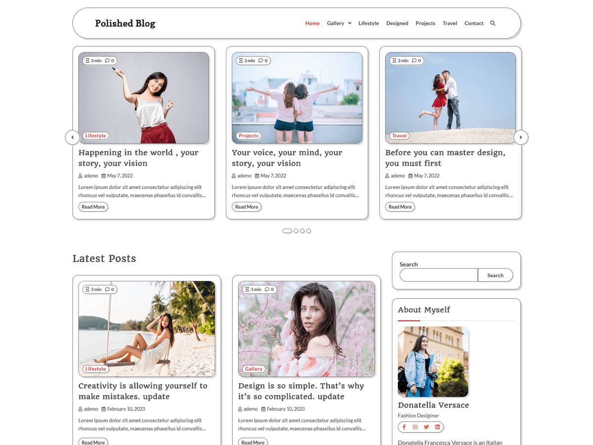 Polished Blog theme screenshot