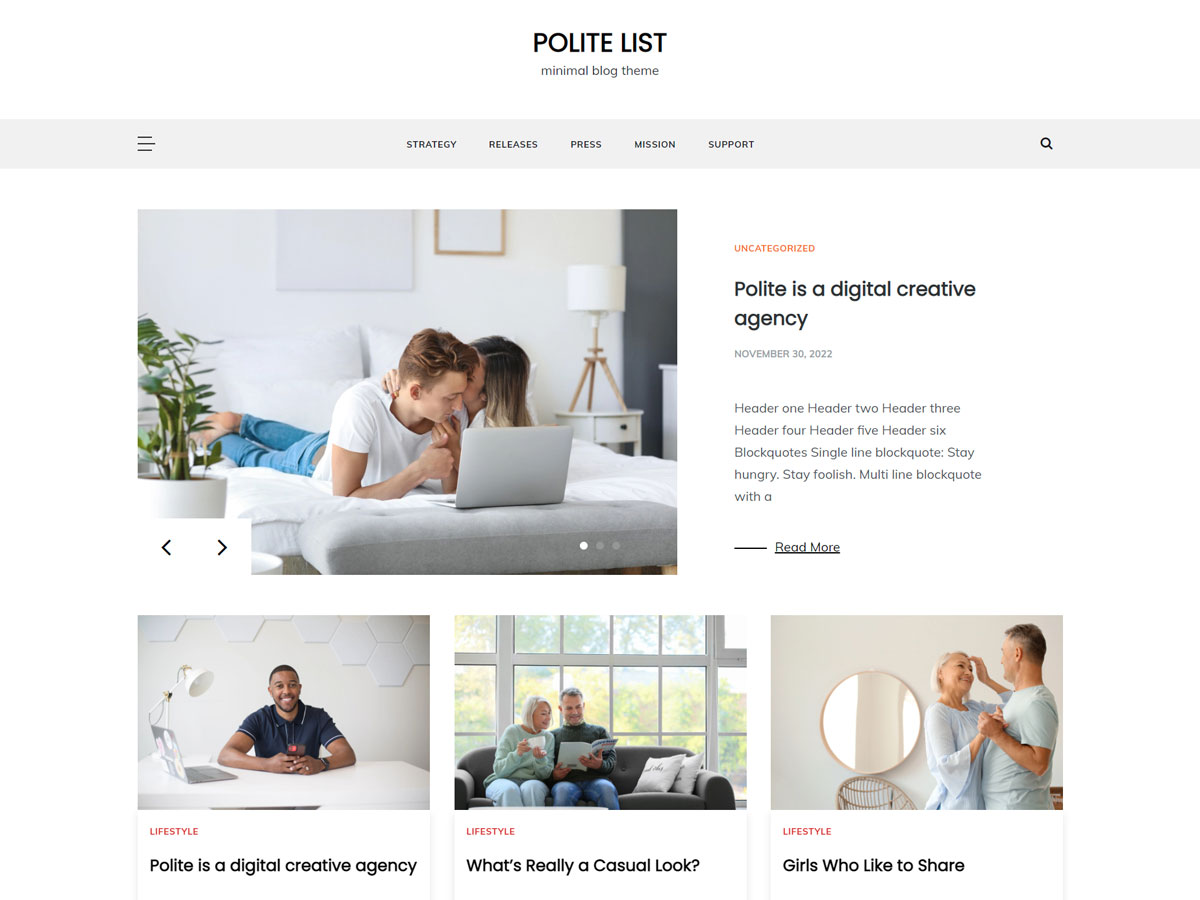 Polite List theme screenshot