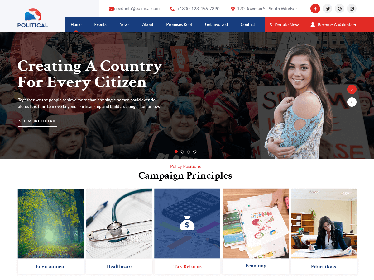 Political Campaign theme screenshot
