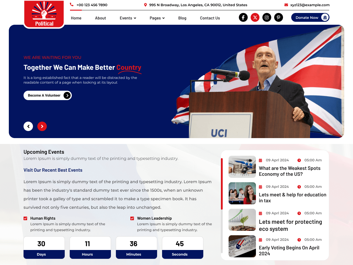 Politics Candidate theme screenshot