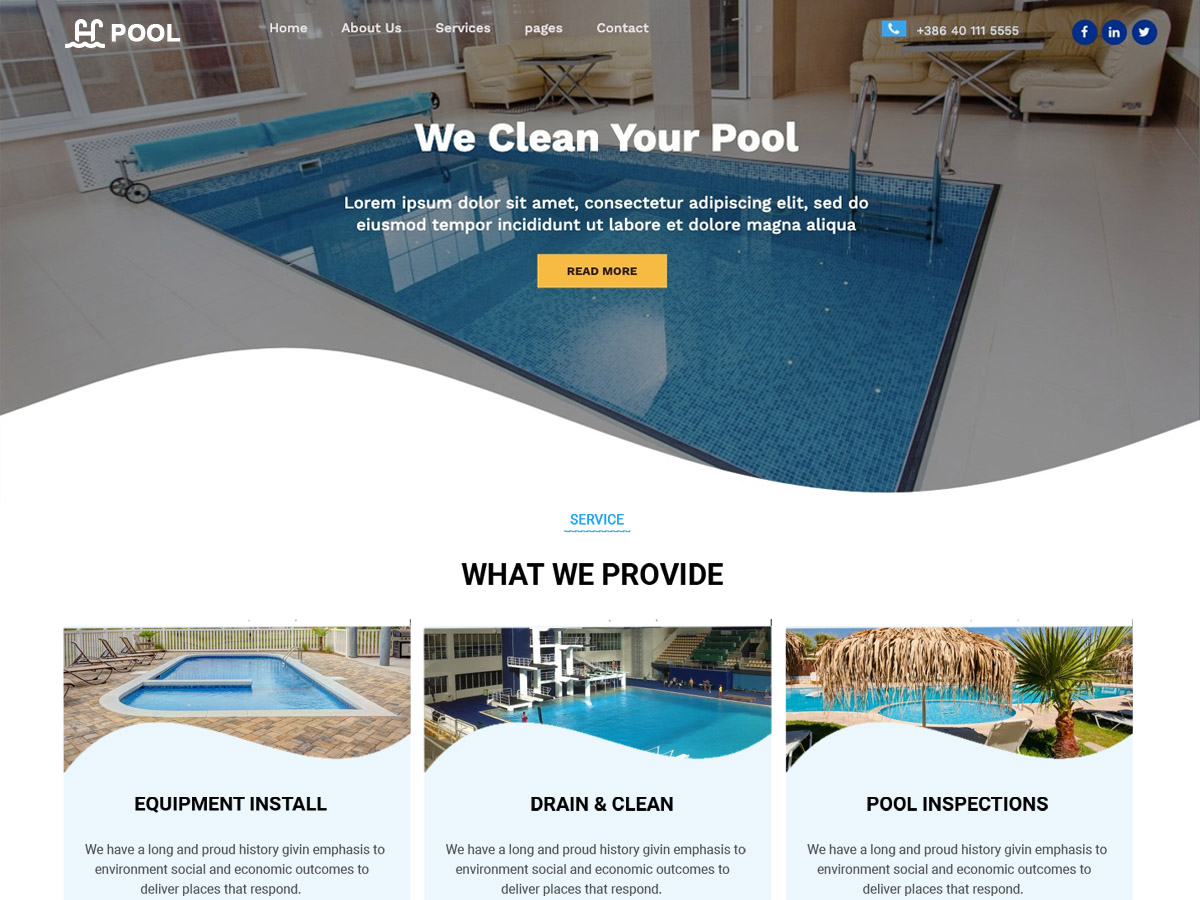 Pool Cleaning theme screenshot