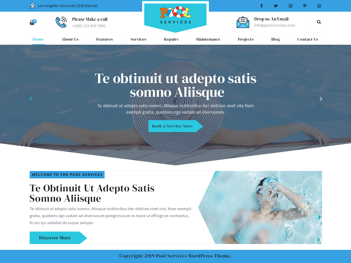Pool Services Lite theme screenshot