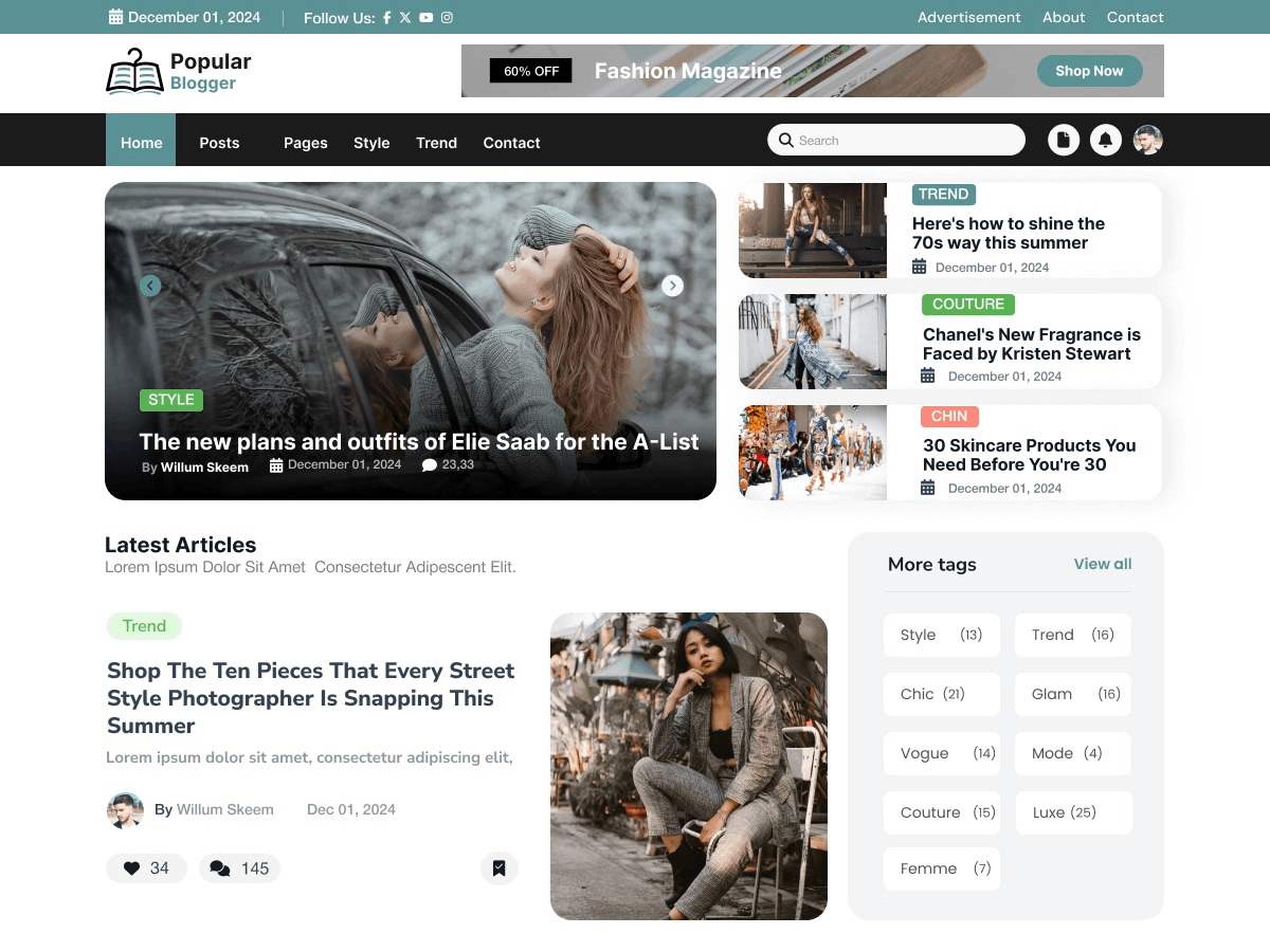 Popular Blogger theme screenshot