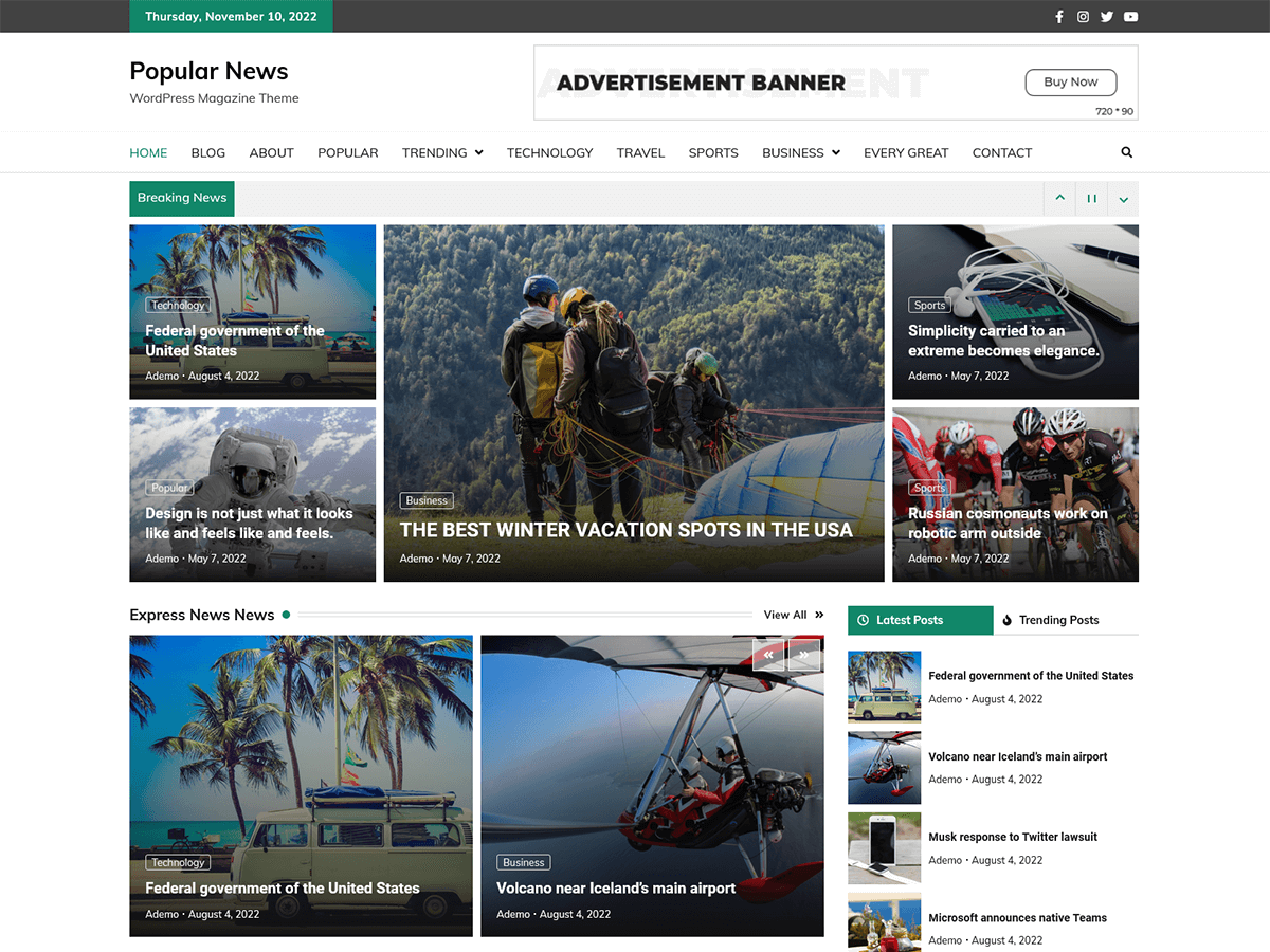 Popular News theme screenshot