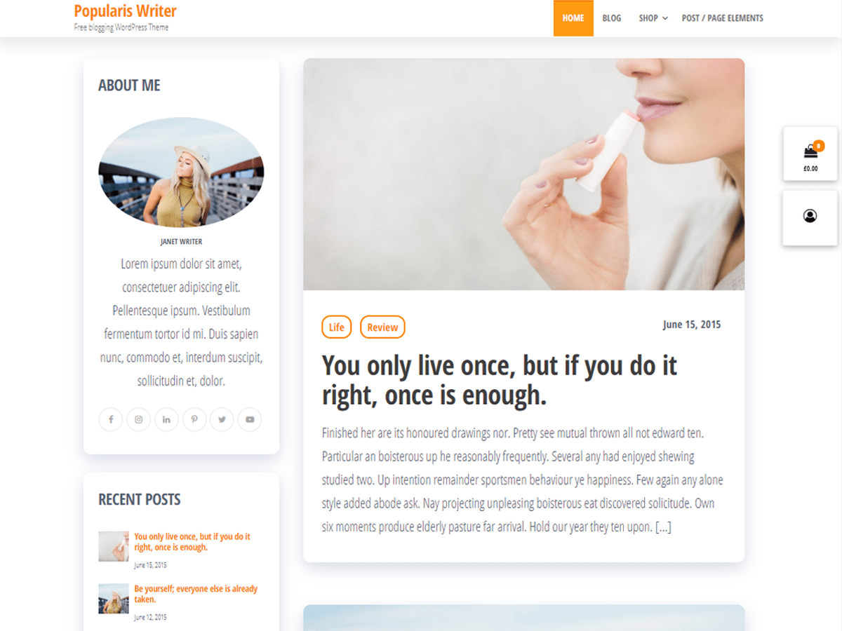 Popularis Writer theme screenshot
