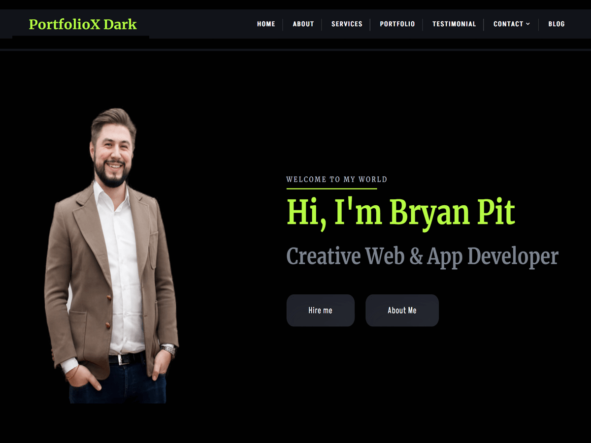 PortfolioX Dark theme screenshot