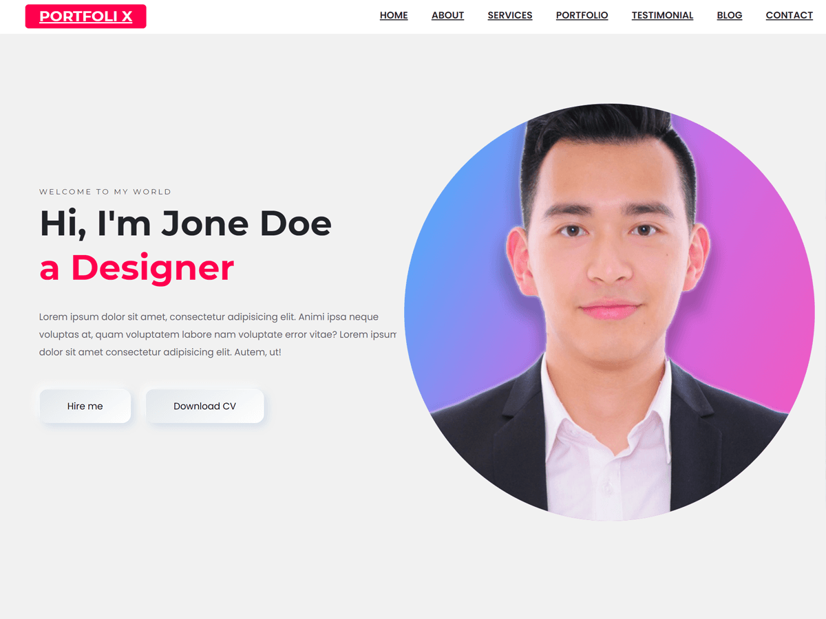 PortfolioX theme screenshot