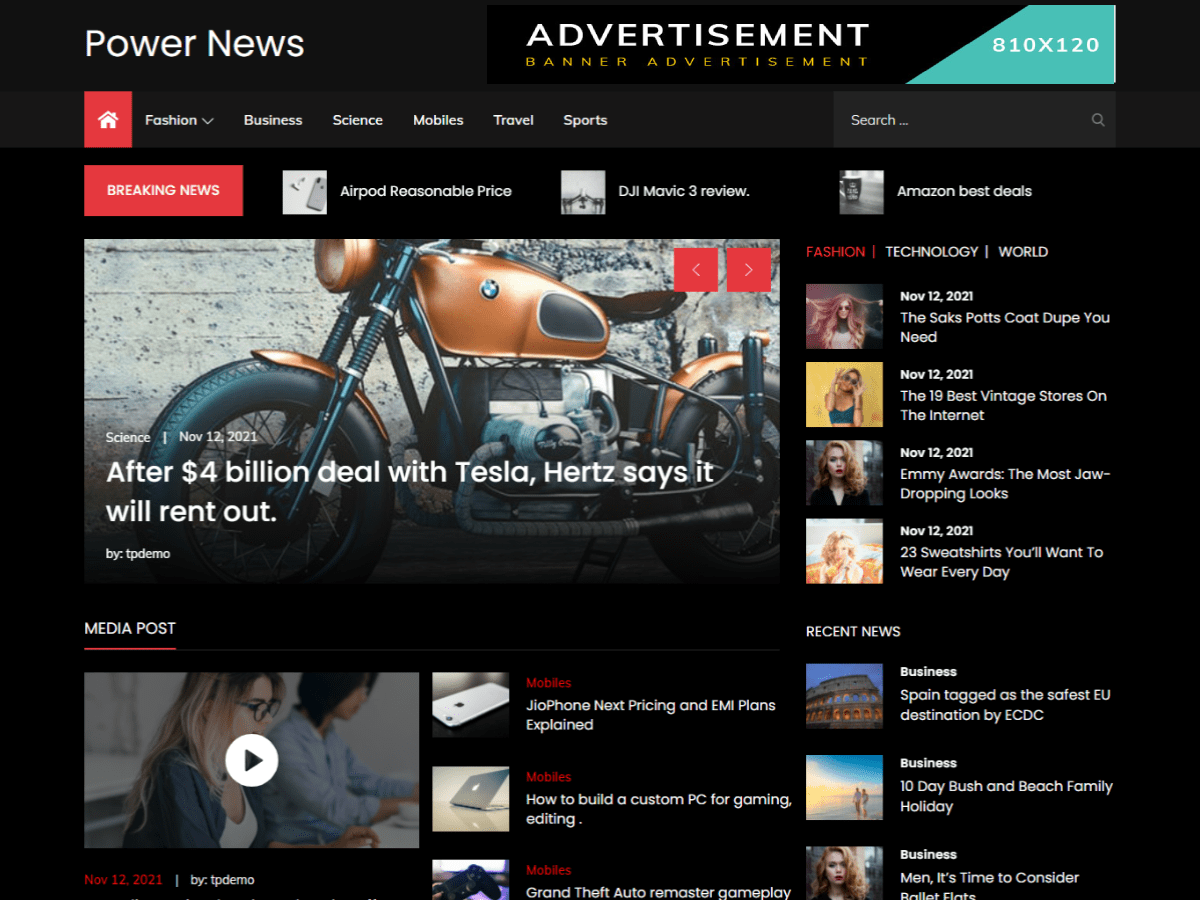 Power News theme screenshot