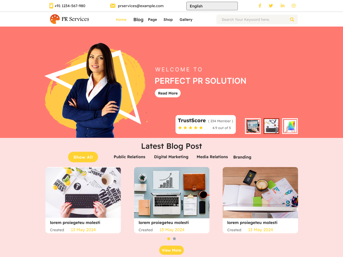 PR Services theme screenshot