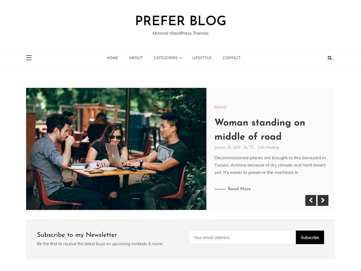 Prefer Blog theme screenshot