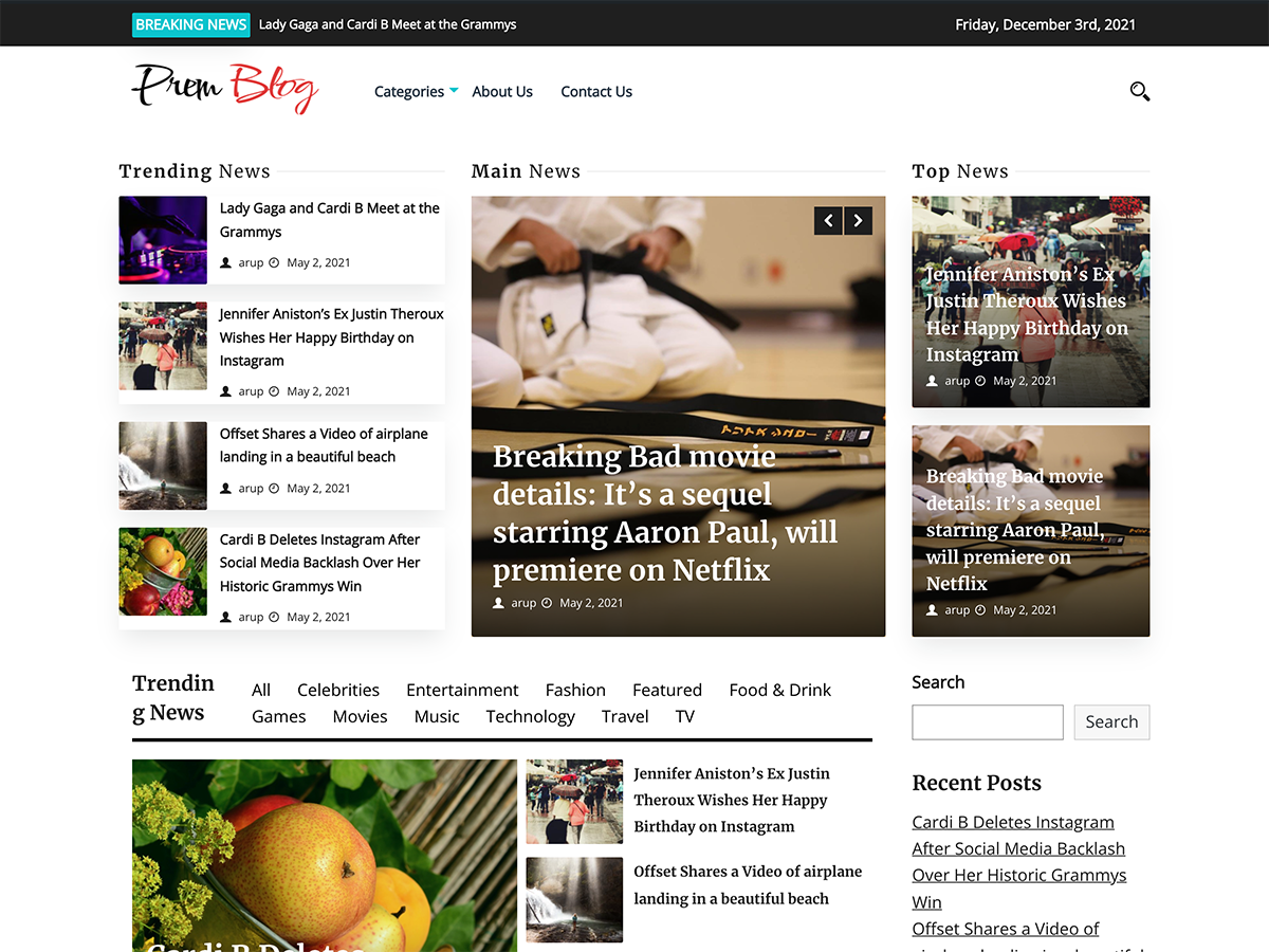 Prem Blog theme screenshot