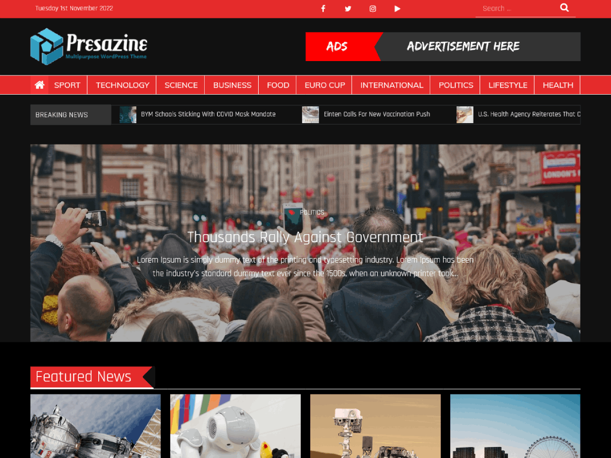 Presazine Magazine theme screenshot