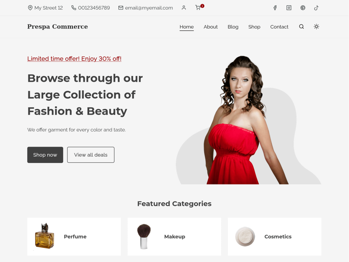 Prespa Commerce theme screenshot