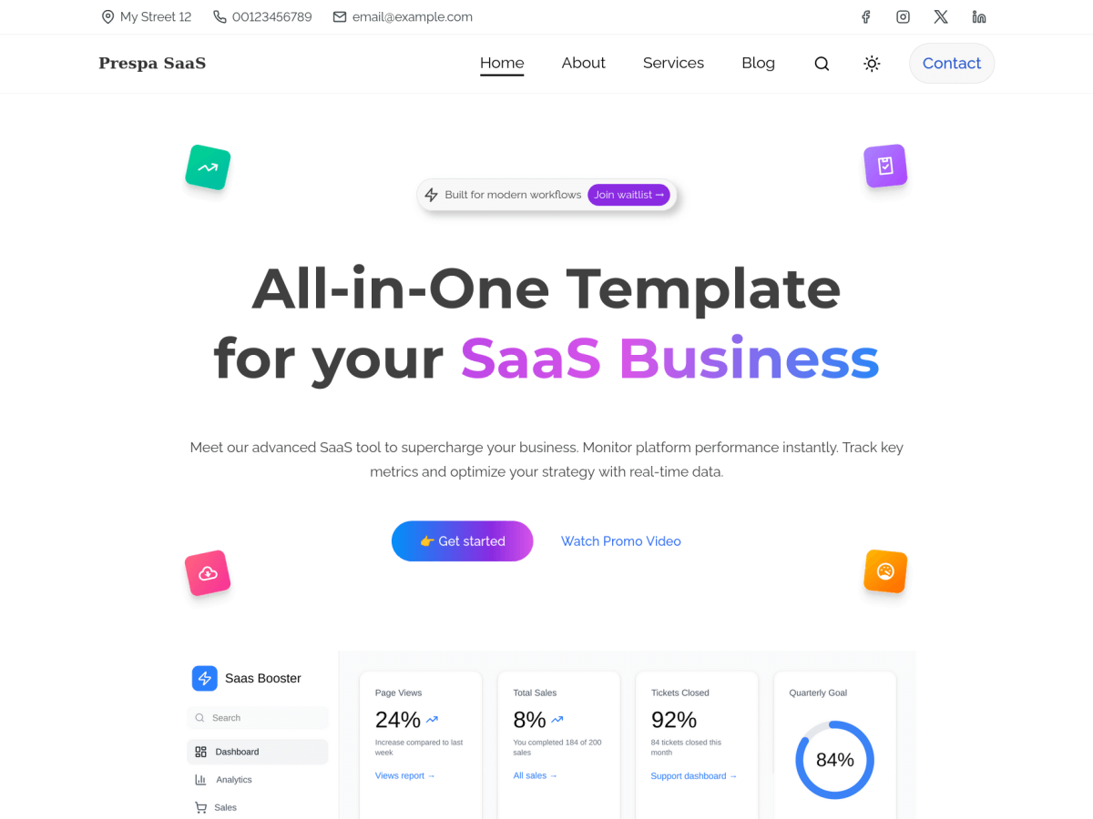 Prespa SaaS theme screenshot