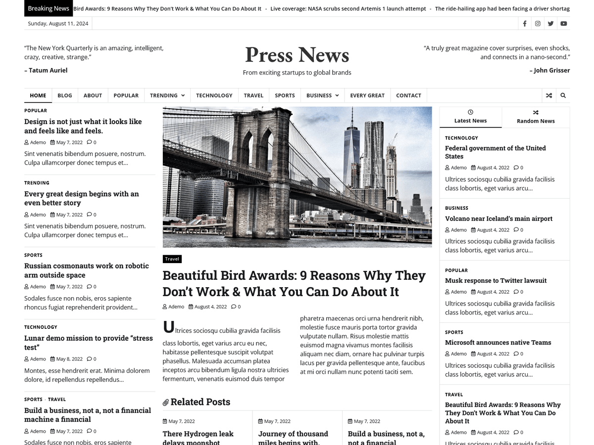 Press News theme screenshot
