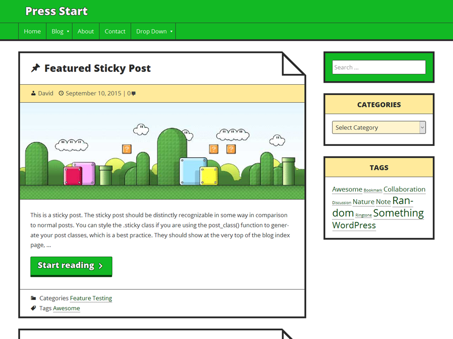 Press Start theme screenshot