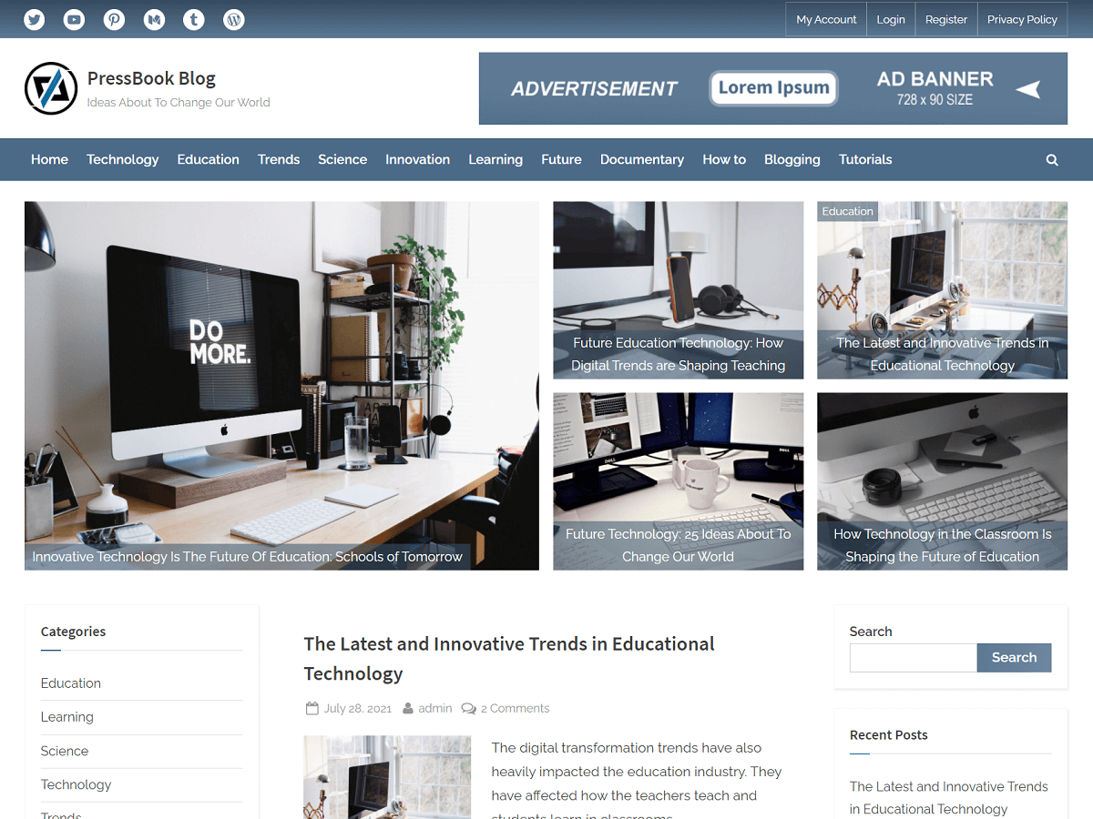 PressBook Blog theme screenshot