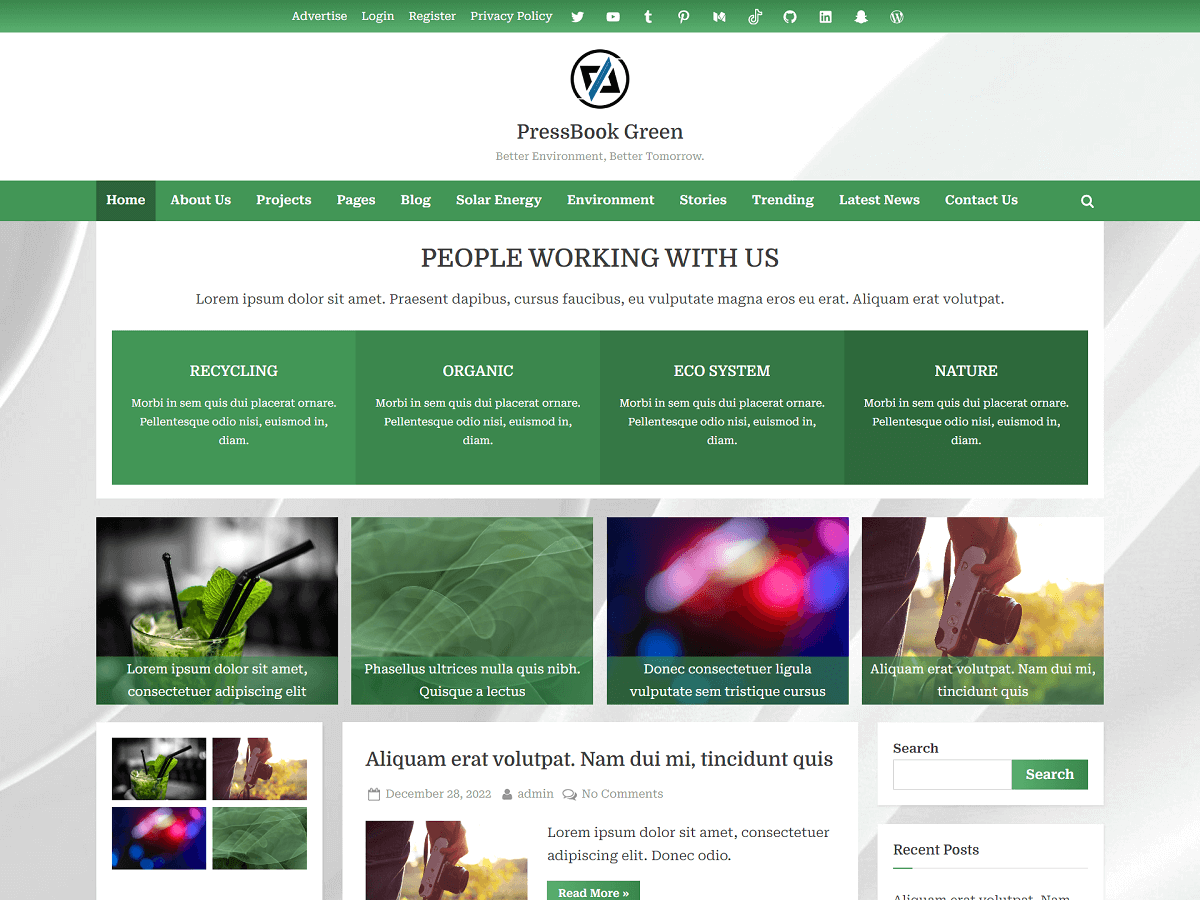 PressBook Green theme screenshot