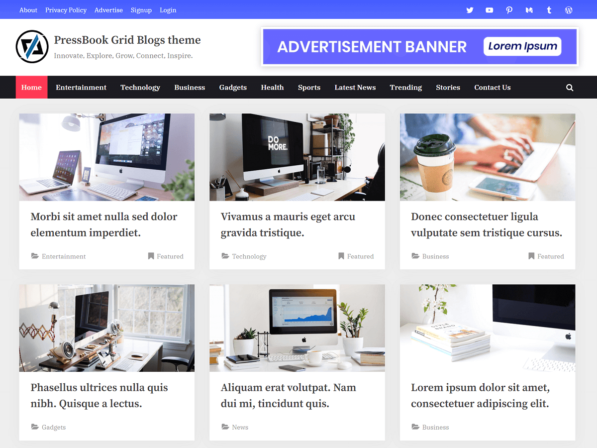 PressBook Grid Blogs theme screenshot