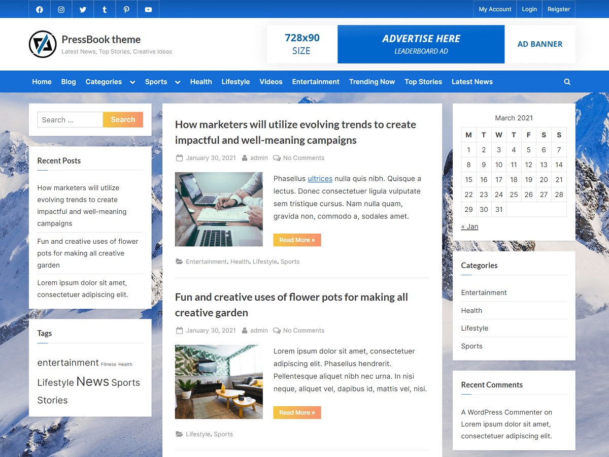 PressBook theme screenshot
