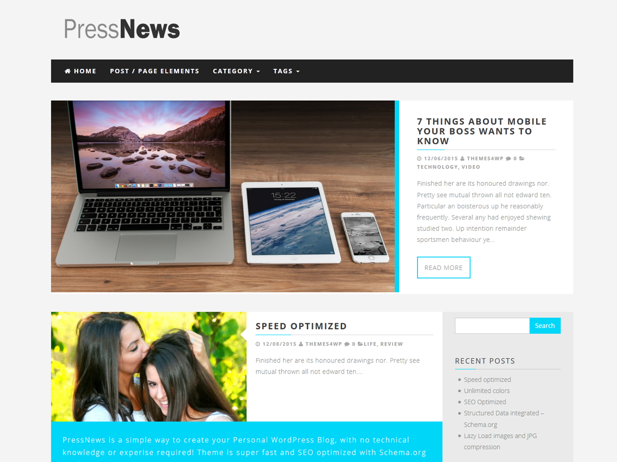 PressNews theme screenshot