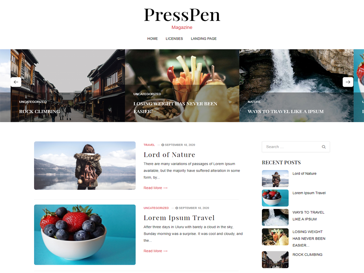 PressPen theme screenshot