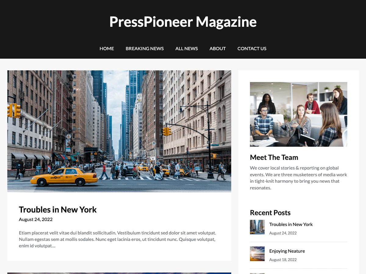 PressPioneer Magazine theme screenshot