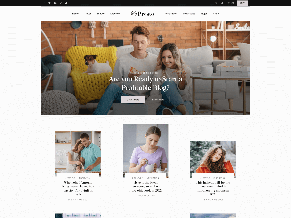 Presto Blog theme screenshot
