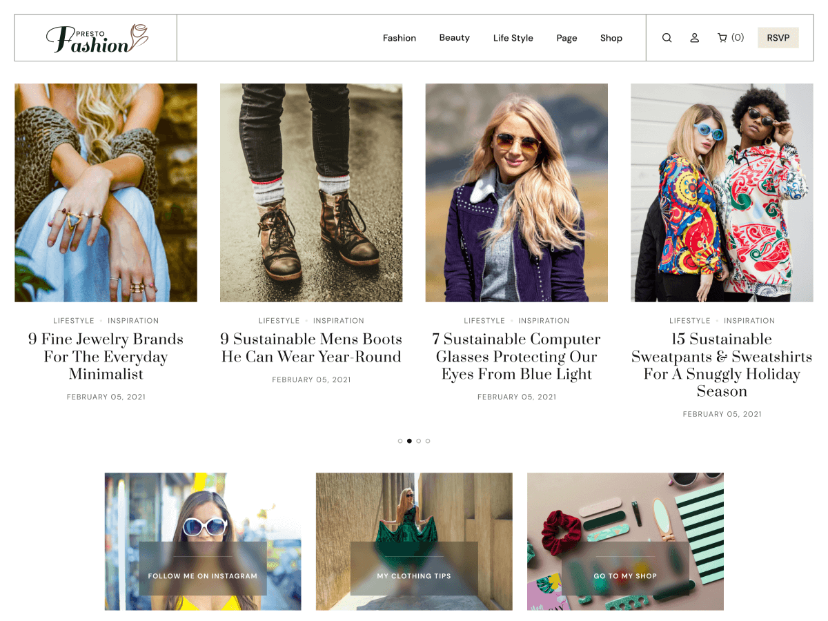 Presto Fashion Blogger theme screenshot