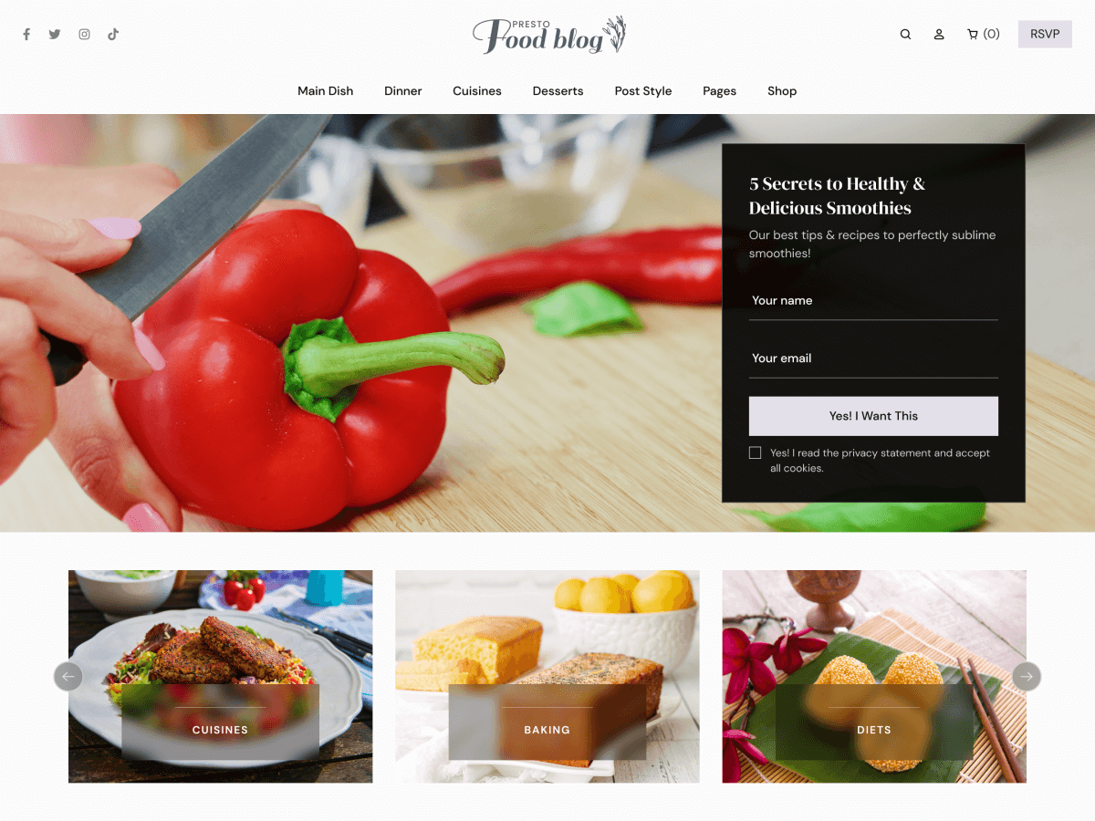 Presto Food Blog theme screenshot