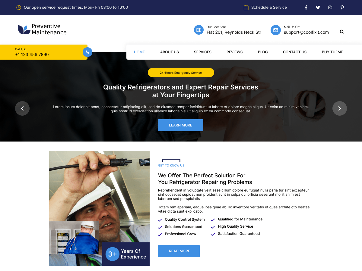 Preventive Maintenance theme screenshot