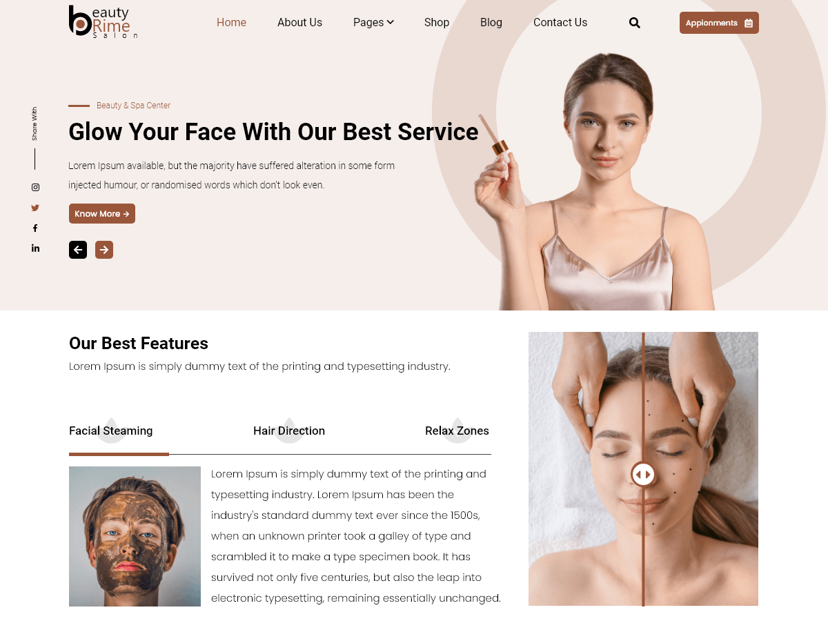 Prime Beauty Salon theme screenshot