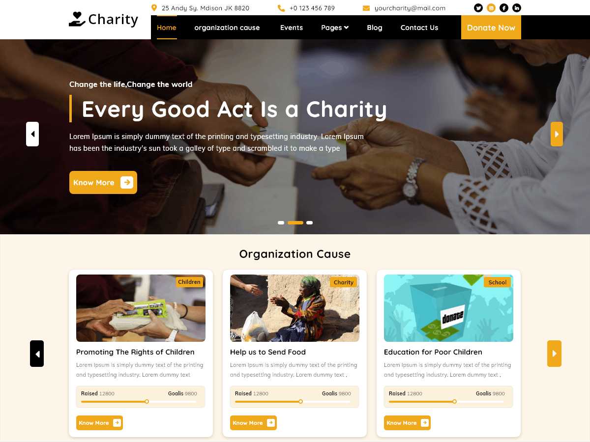 Prime Charity Trust theme screenshot