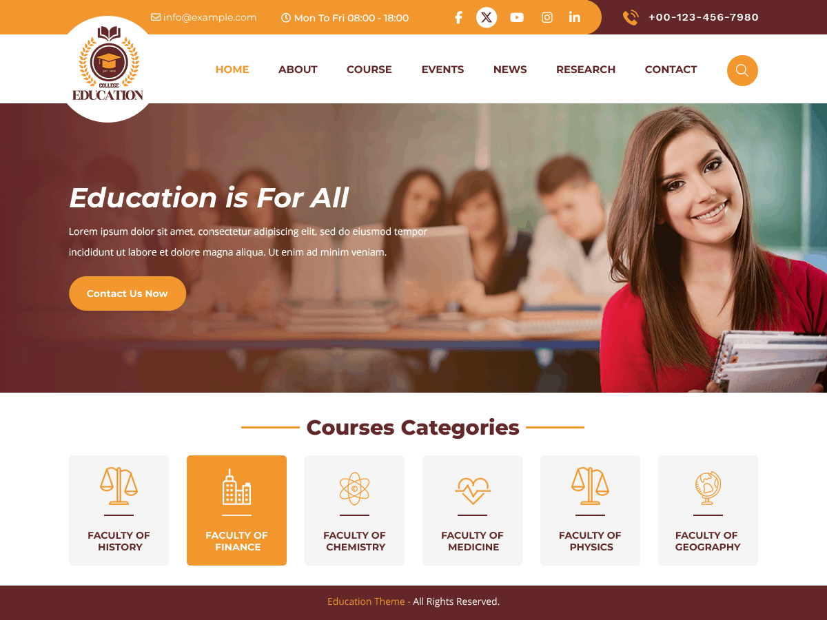Prime Education theme screenshot