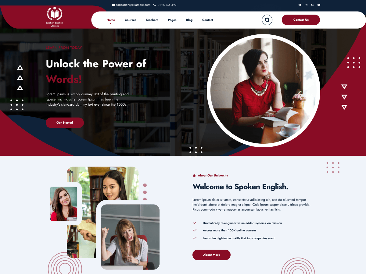 Prime English Classes theme screenshot