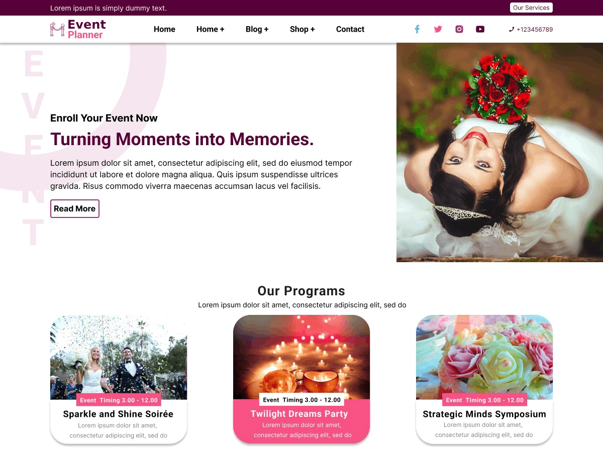 Prime Events theme screenshot