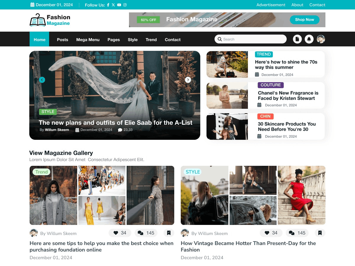 Prime Fashion Magazine theme screenshot
