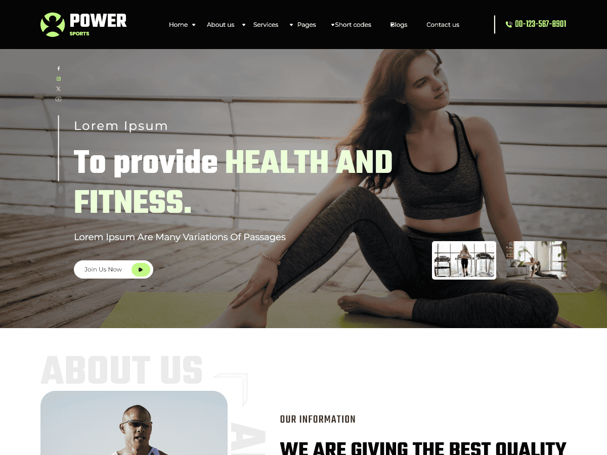 Prime Fitness Gym theme screenshot