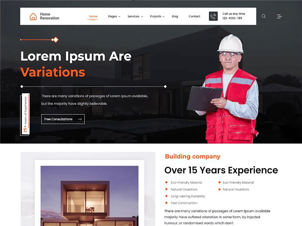 Prime Home Renovation theme screenshot